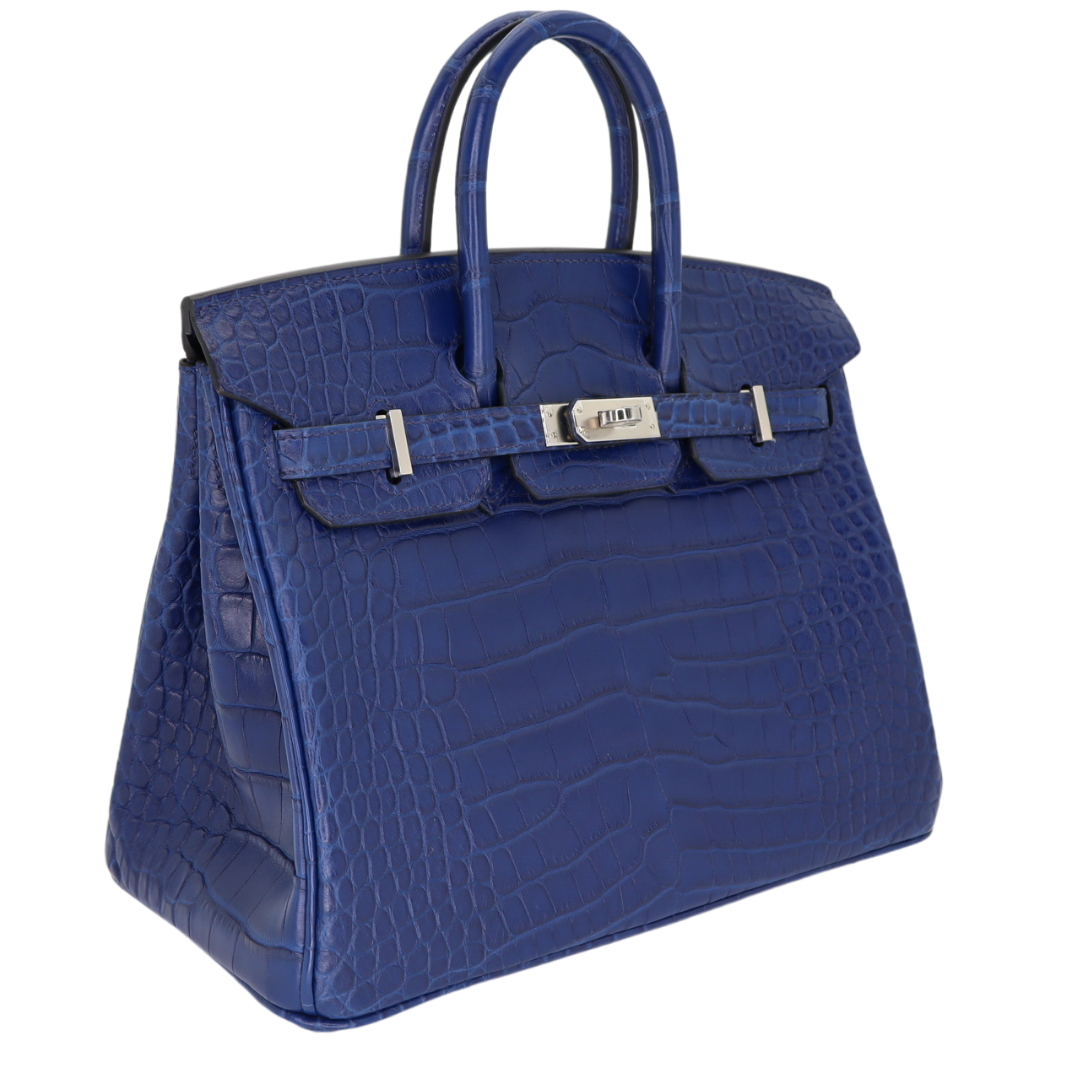 Hermès 25cm Birkin Bleu Saphir Matte Alligator Palladium Hardware