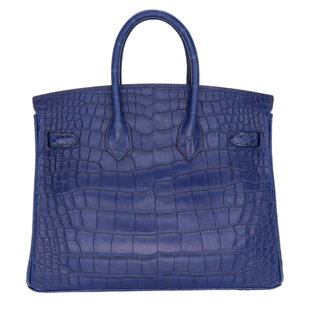 Hermès 25cm Birkin Bleu Saphir Matte Alligator Palladium Hardware