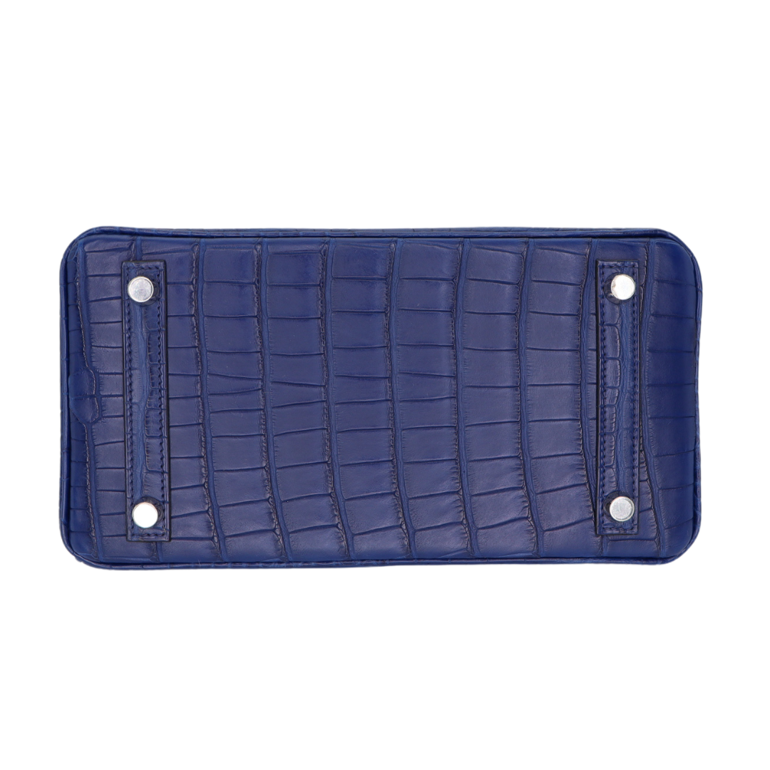 Hermès 25cm Birkin Bleu Saphir Matte Alligator Palladium Hardware