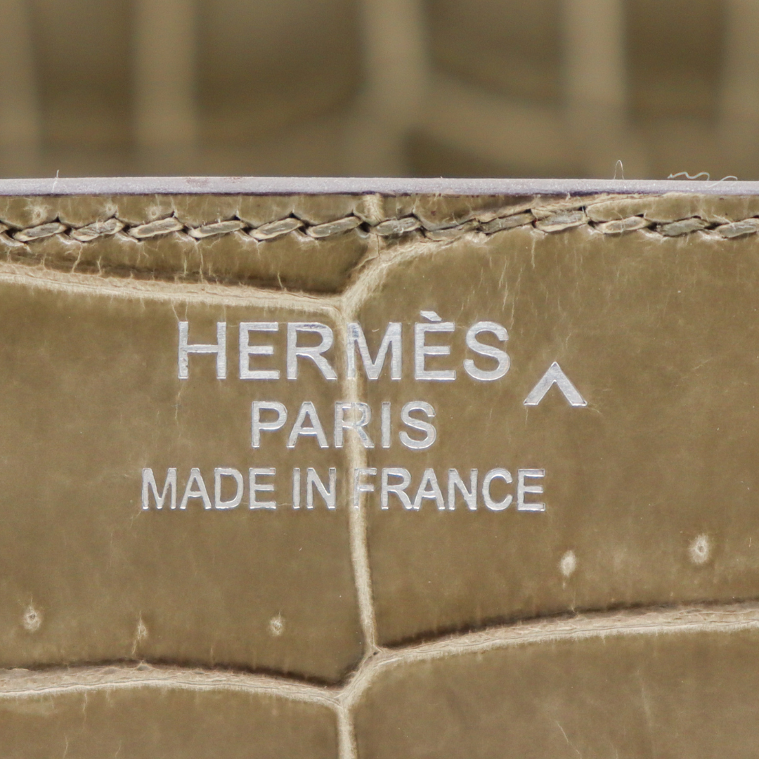 Hermès 35cm Birkin Gris Tourterelle Shiny Porosus Crocodile Diamond Hardware