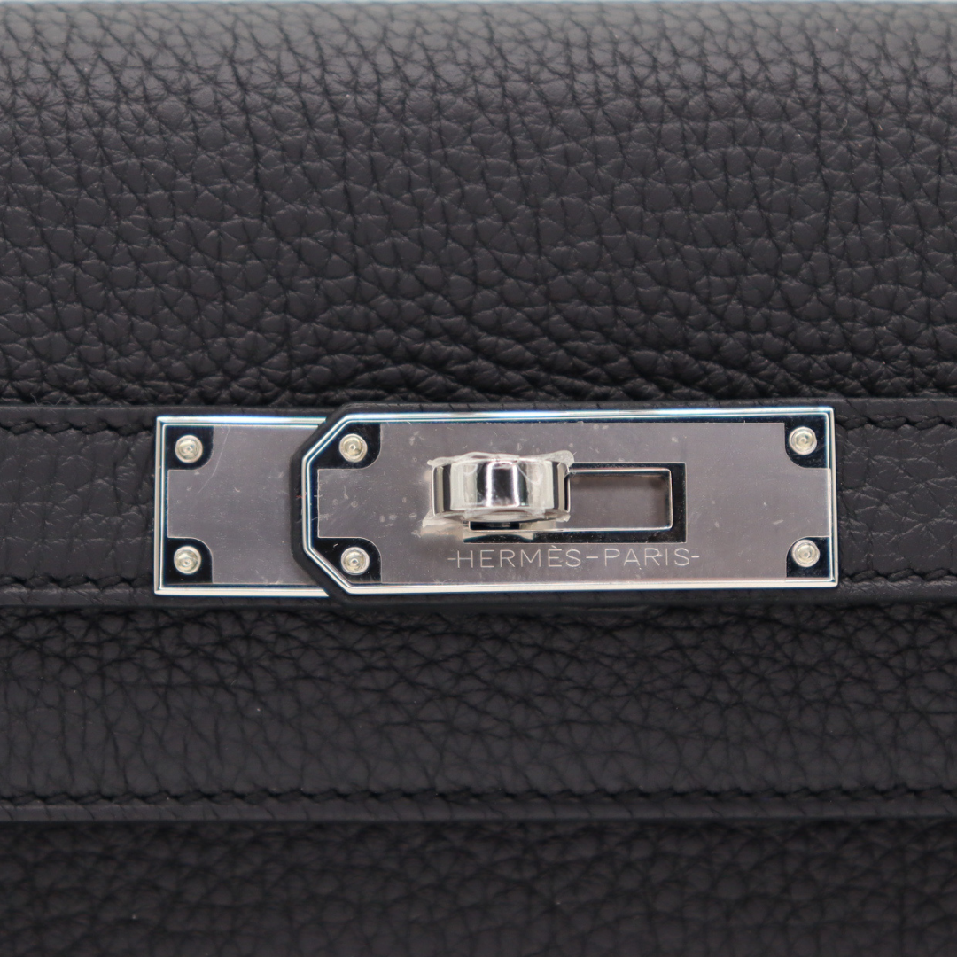 Hermès 32cm Kelly Retourne Black Togo Palladium Hardware