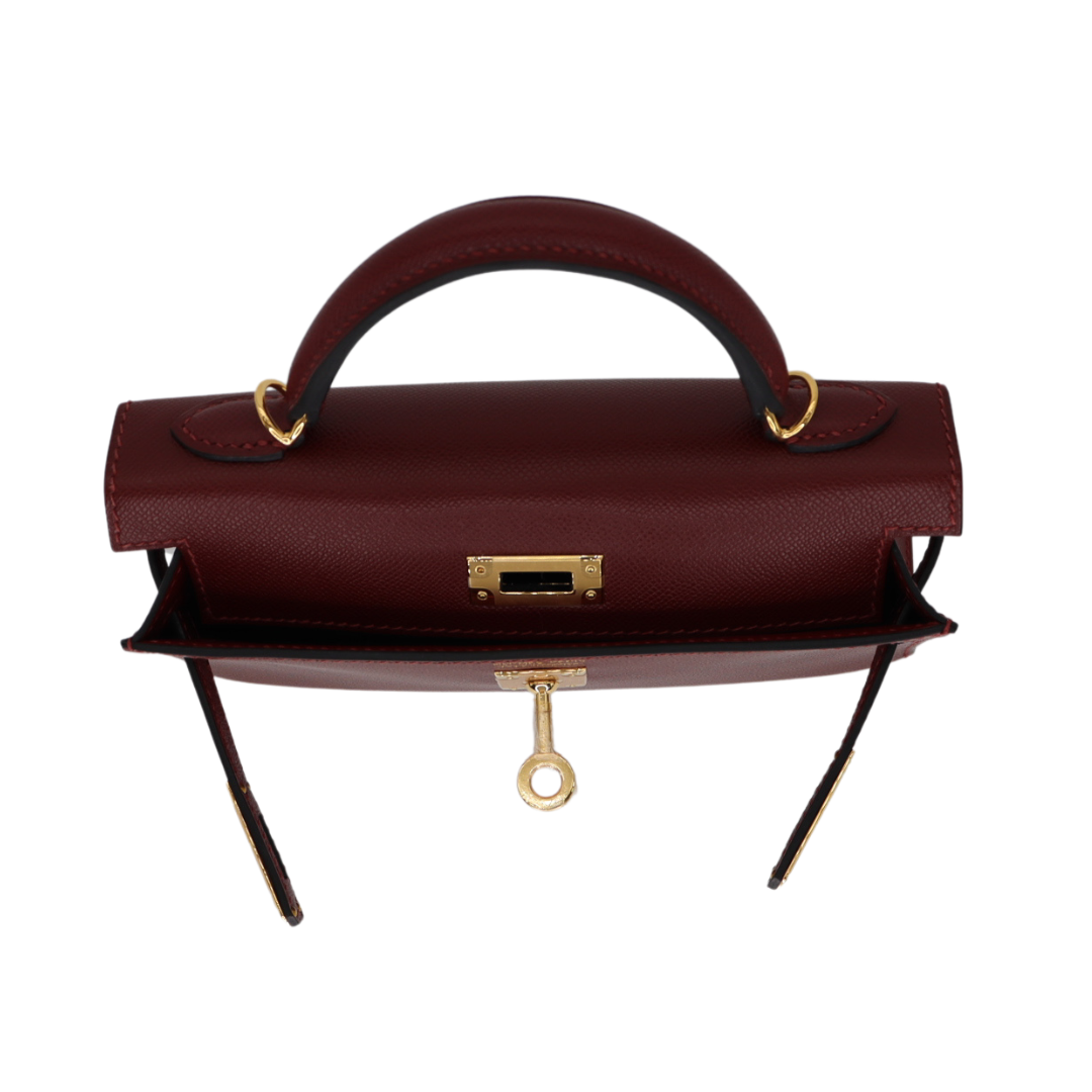 Hermès Kelly II Sellier Mini Rouge H Madame Leather Gold Hardware