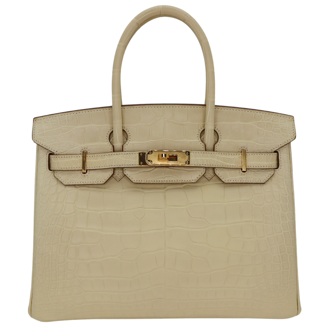 Hermès 30cm Birkin Vanille Matte Alligator Gold Hardware