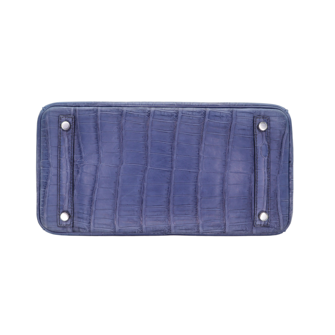 Hermès 30cm Birkin Bleu Brighton Matte Niloticus Crocodile Palladium Hardware