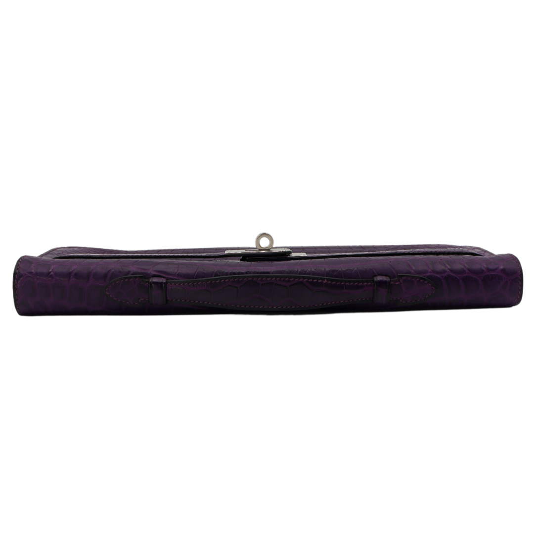 Hermès Kelly Cut Amethyst Matte Alligator Palladium Hardware