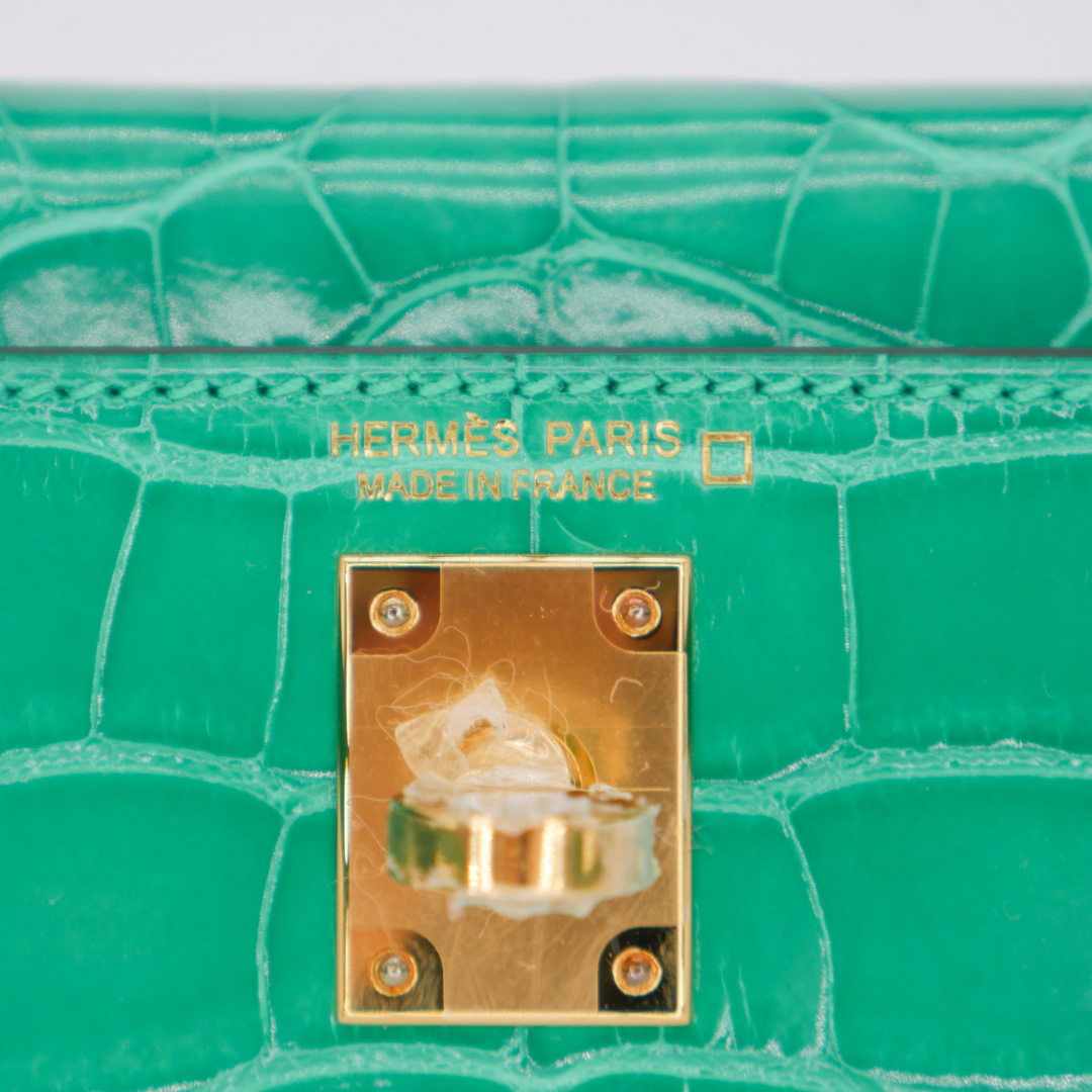 Hermès Kelly II Sellier Mini Vert Jade Shiny Alligator Gold Hardware