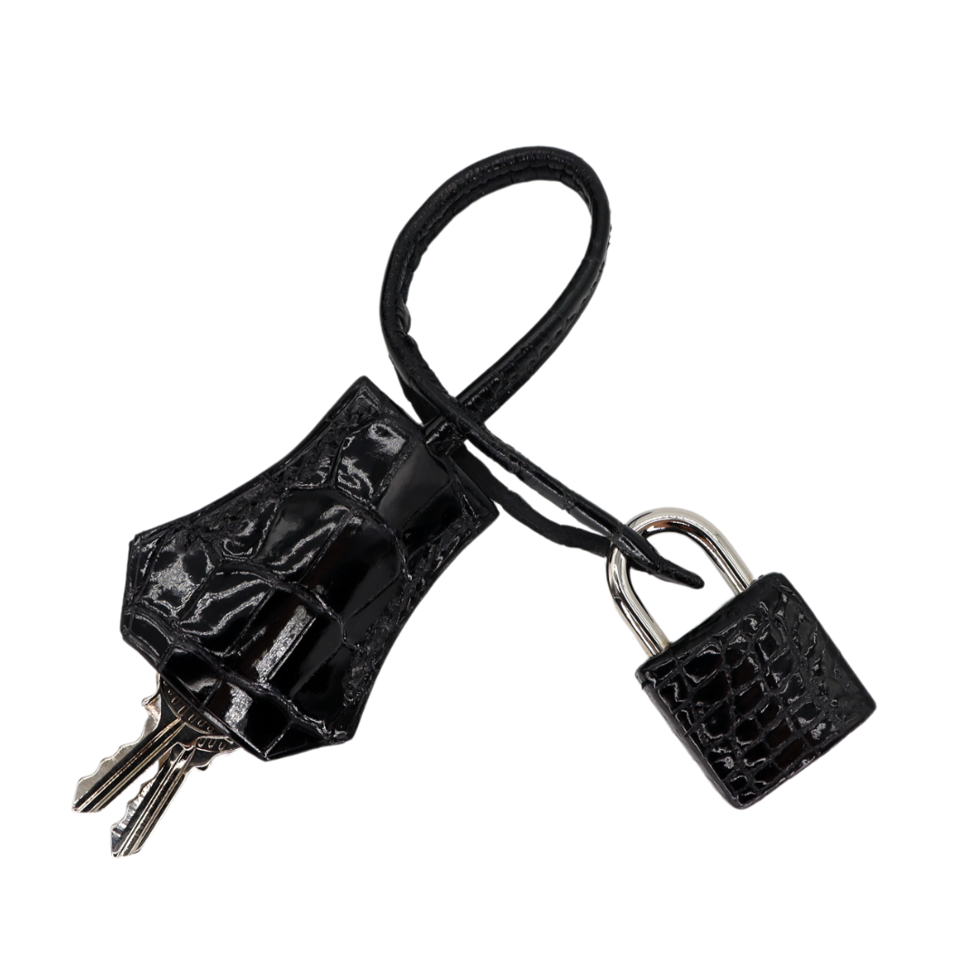 Hermès 25cm Birkin Black Shiny Porosus Crocodile Palladium Hardware