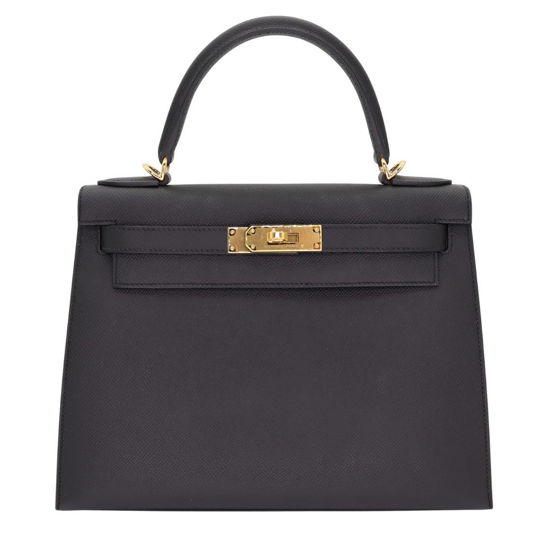 Hermès 28cm Kelly Sellier Black Epsom Leather Gold Hardware