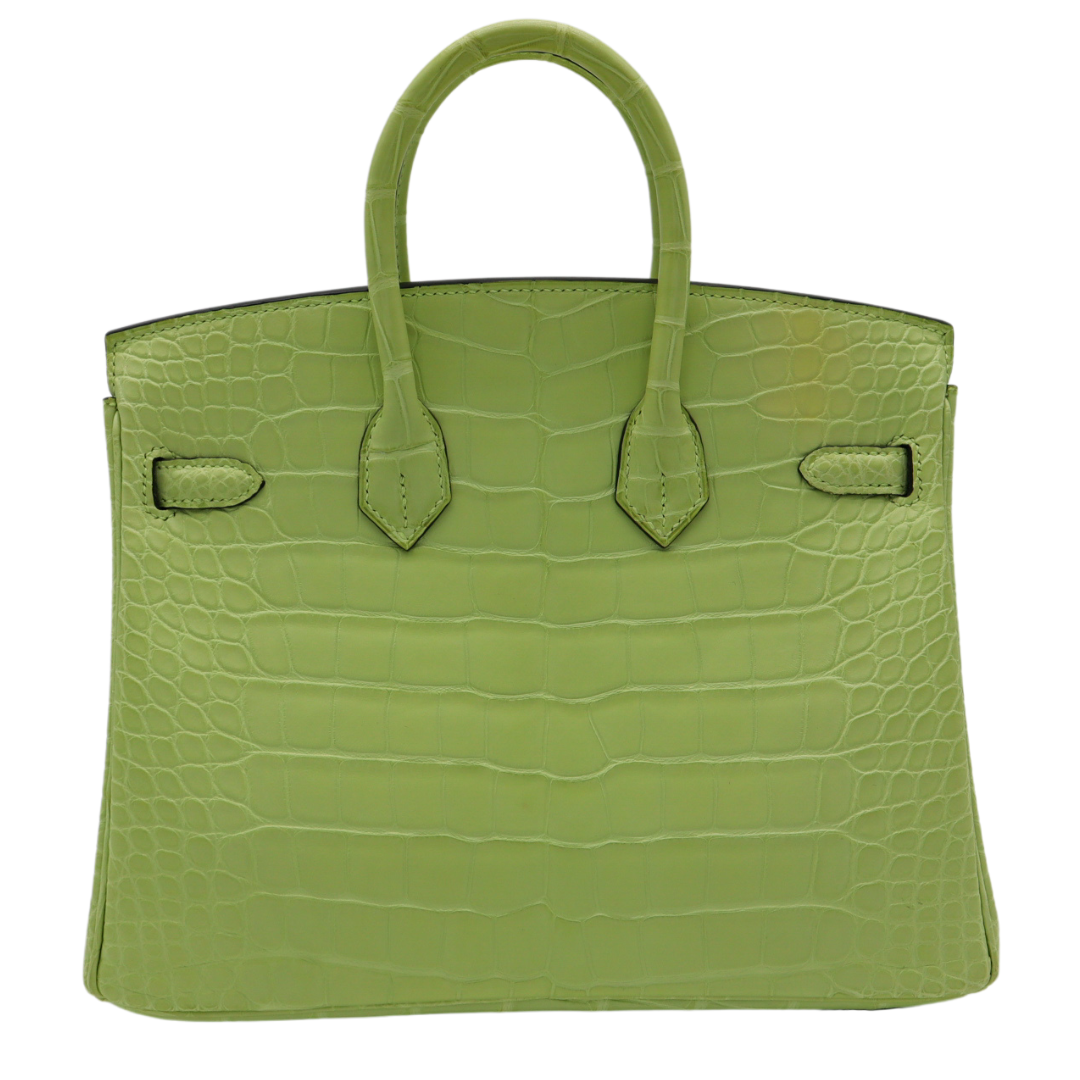 Hermès 25cm Birkin Jaune Bourgeon Matte Alligator Palladium Hardware