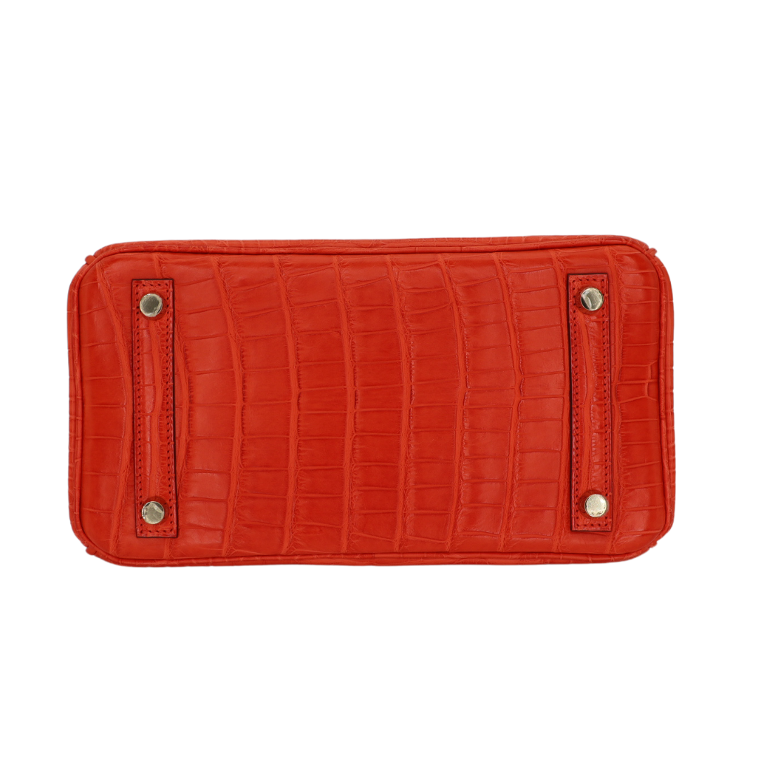 Hermès 25cm Birkin Orange Poppy Matte Alligator Gold Hardware