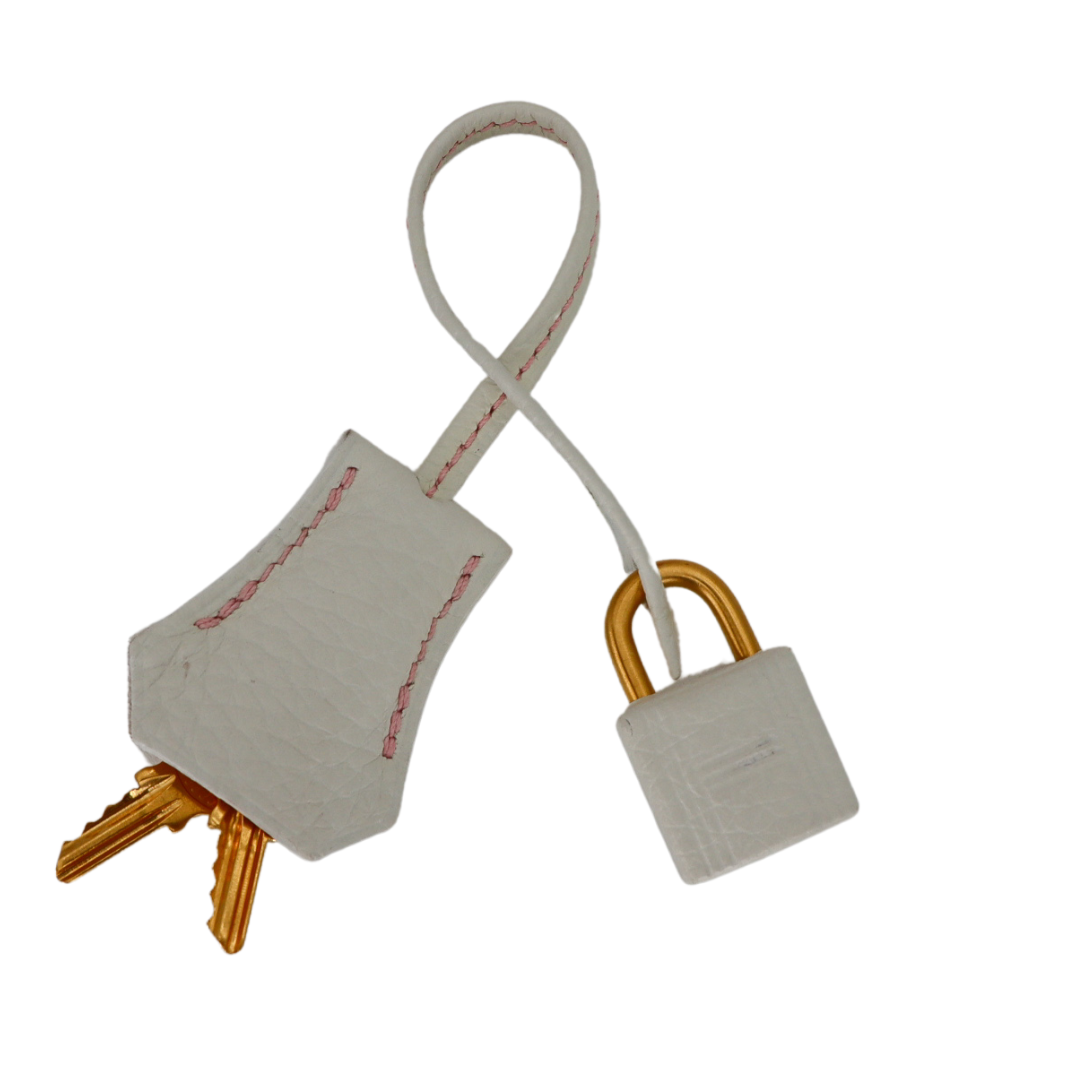 Hermès 25cm Birkin Sakura/White Clemence Leather Brushed Gold Hardware