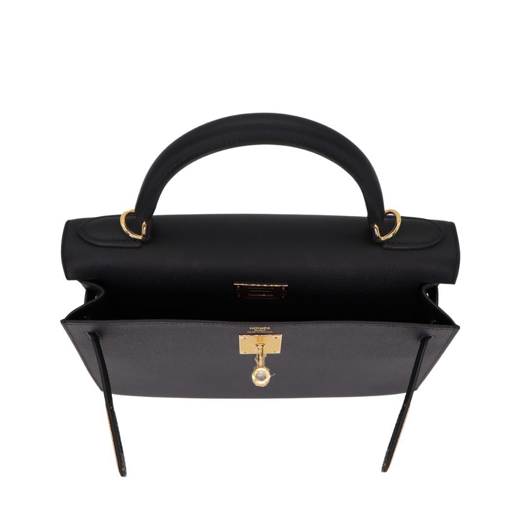 Hermès 28cm Kelly Sellier Black Epsom Leather Gold Hardware