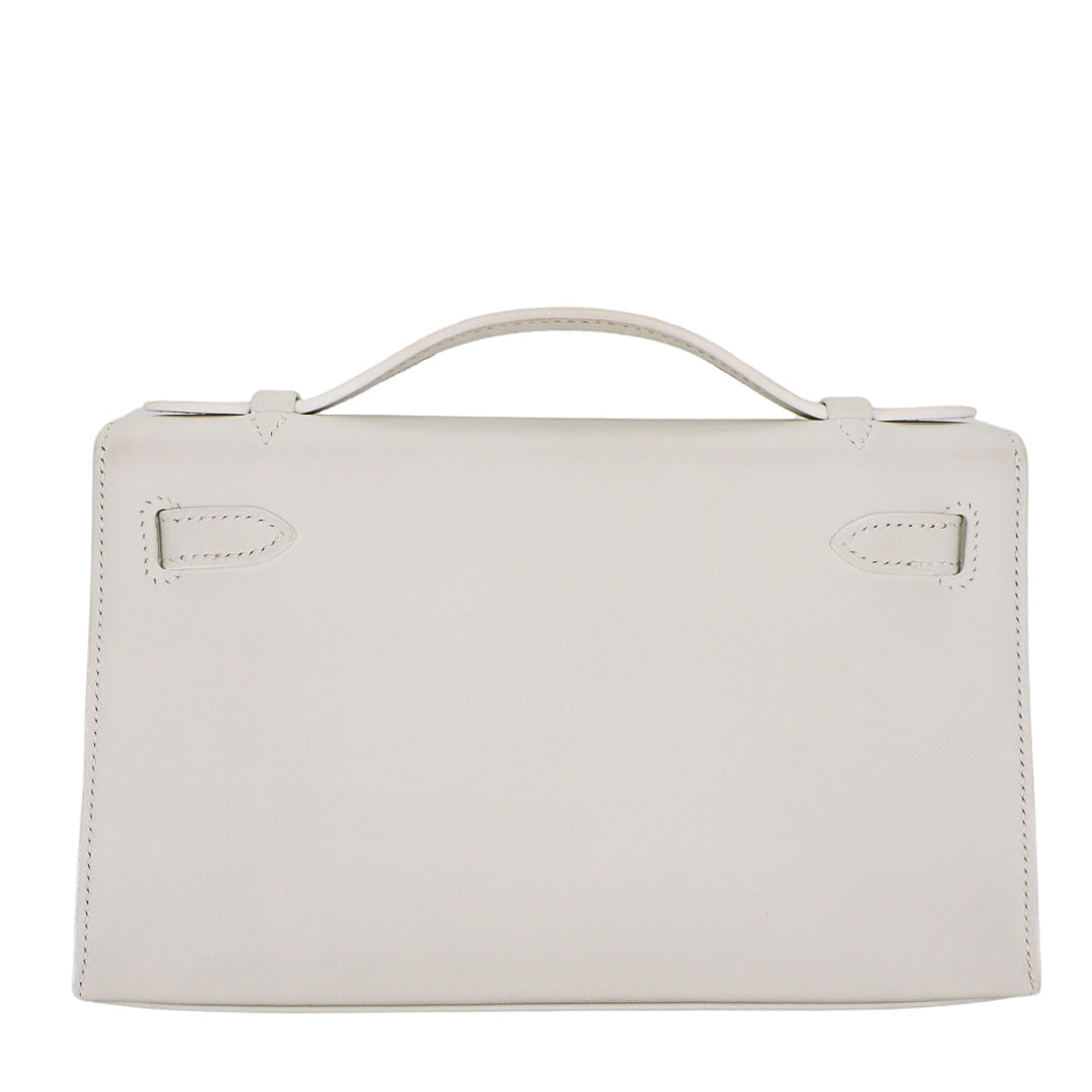 Hermès Kelly Pochette Blanc (White) Swift Leather Gold Hardware