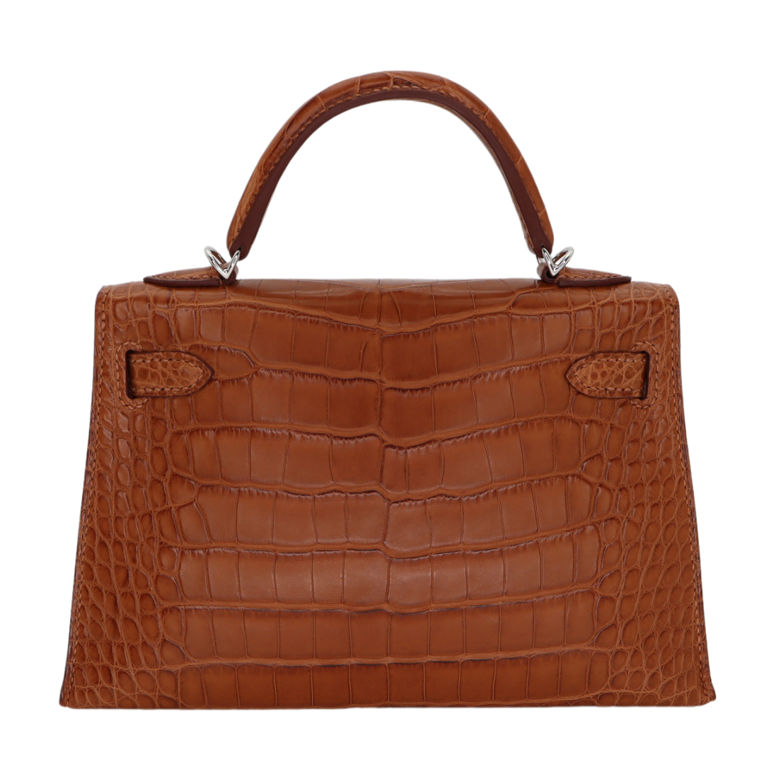 Hermès Kelly II Sellier Mini Gold Matte Alligator Palladium Hardware