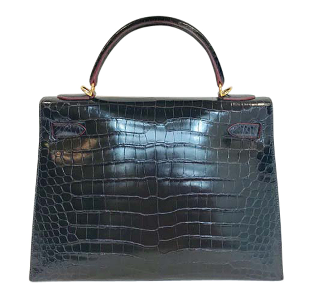 Hermès Kelly 32 Bleu Marine Crocodile