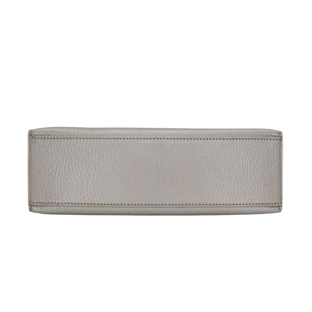 Hermès Kelly Pochette Silver Metallic Swift Leather Palladium Hardware