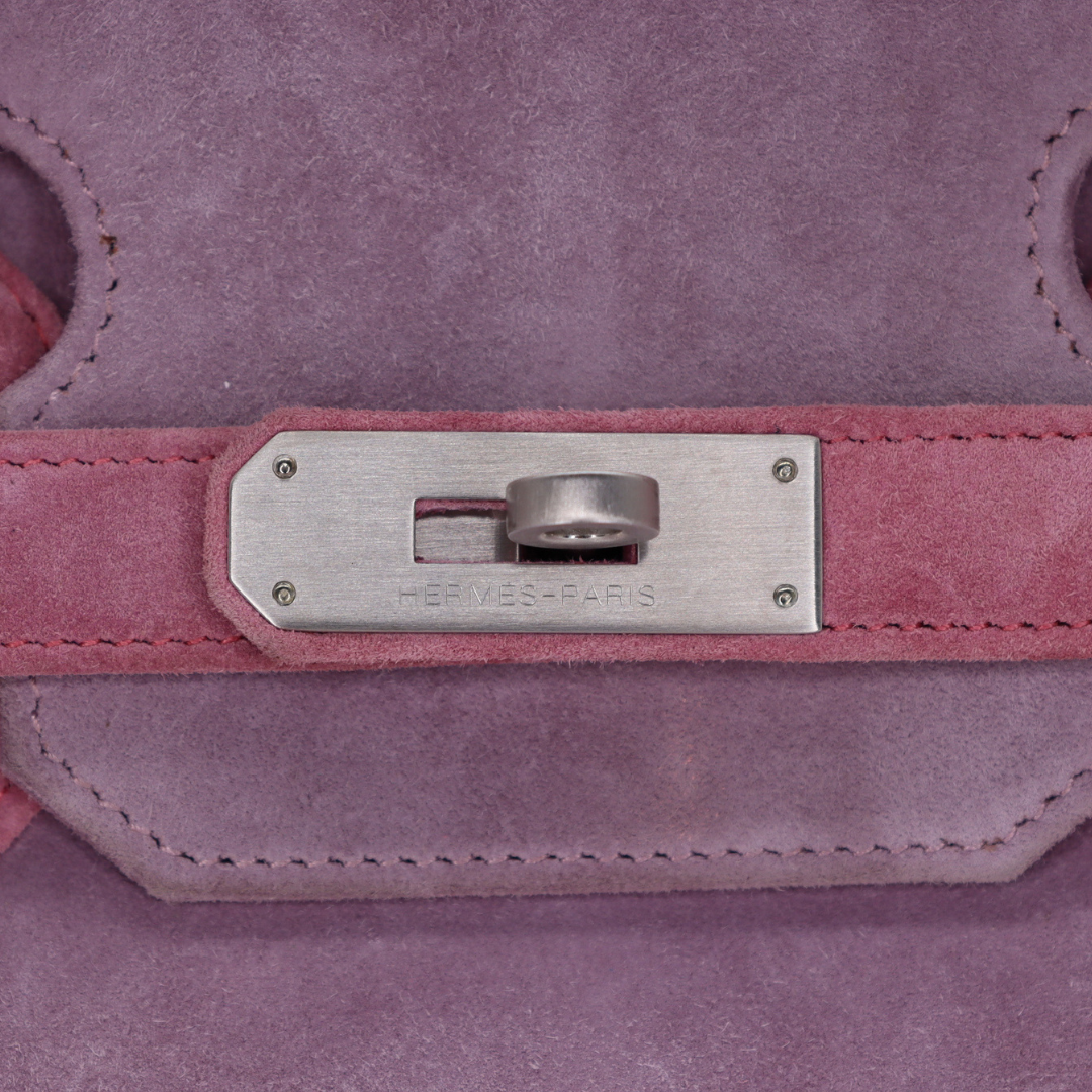 Hermès 35cm Birkin Doblis Pink/Lilac Suede Brushed Palladium Hardware