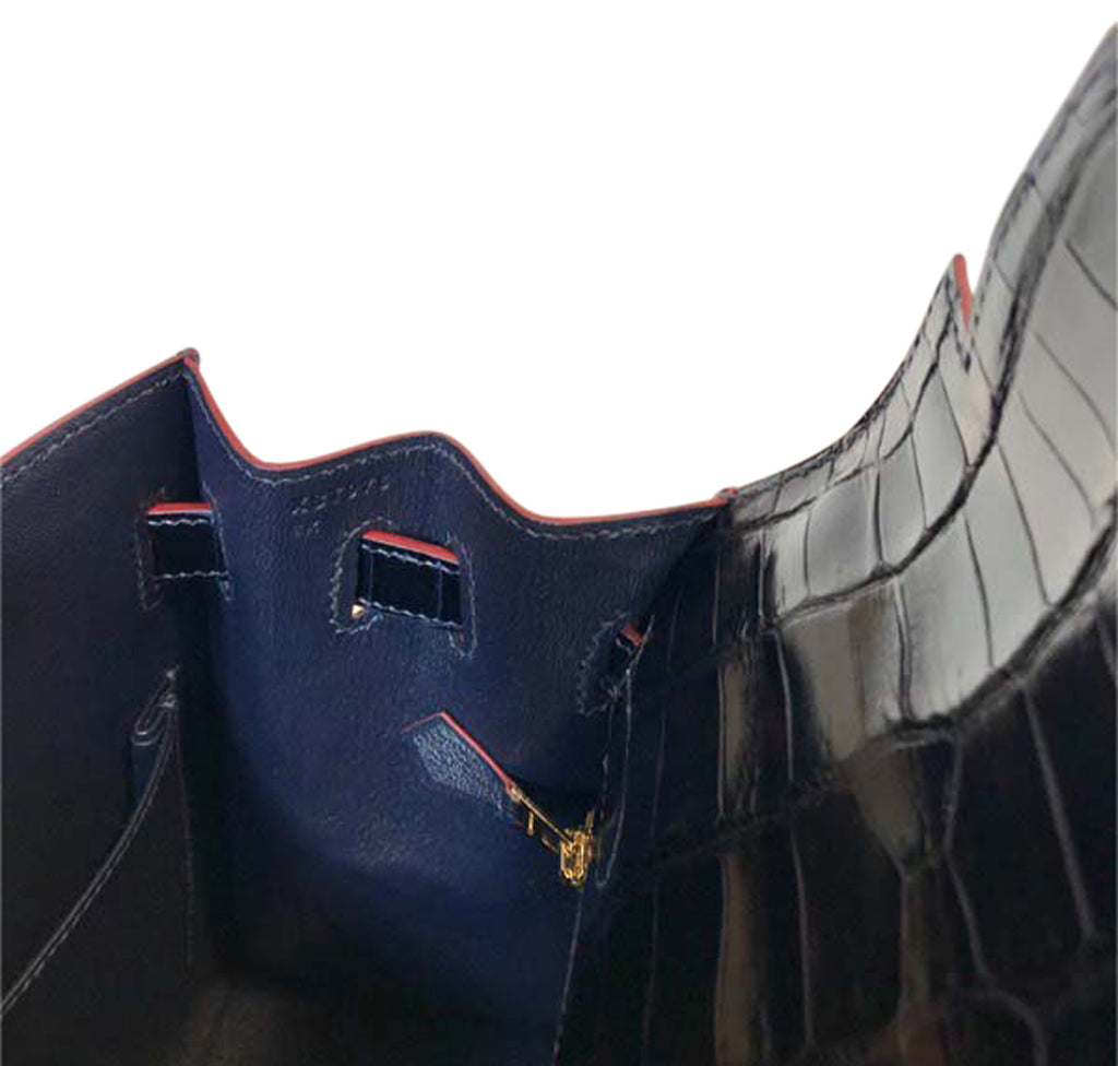 Hermès Kelly 32 Bleu Marine Crocodile