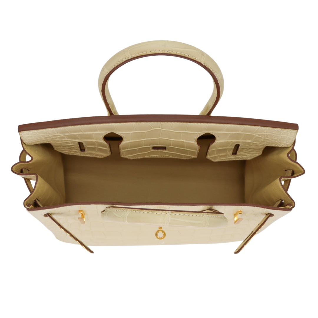 Hermès 30cm Birkin Vanille Matte Alligator Gold Hardware