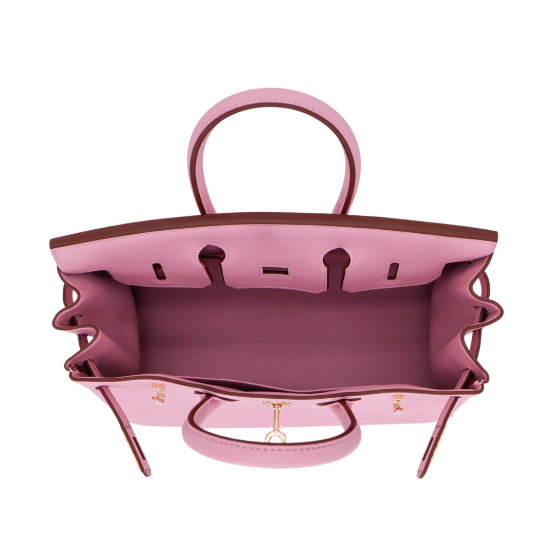 Hermès 25cm Birkin Mauve Sylvestre Swift Leather Rose Gold Hardware