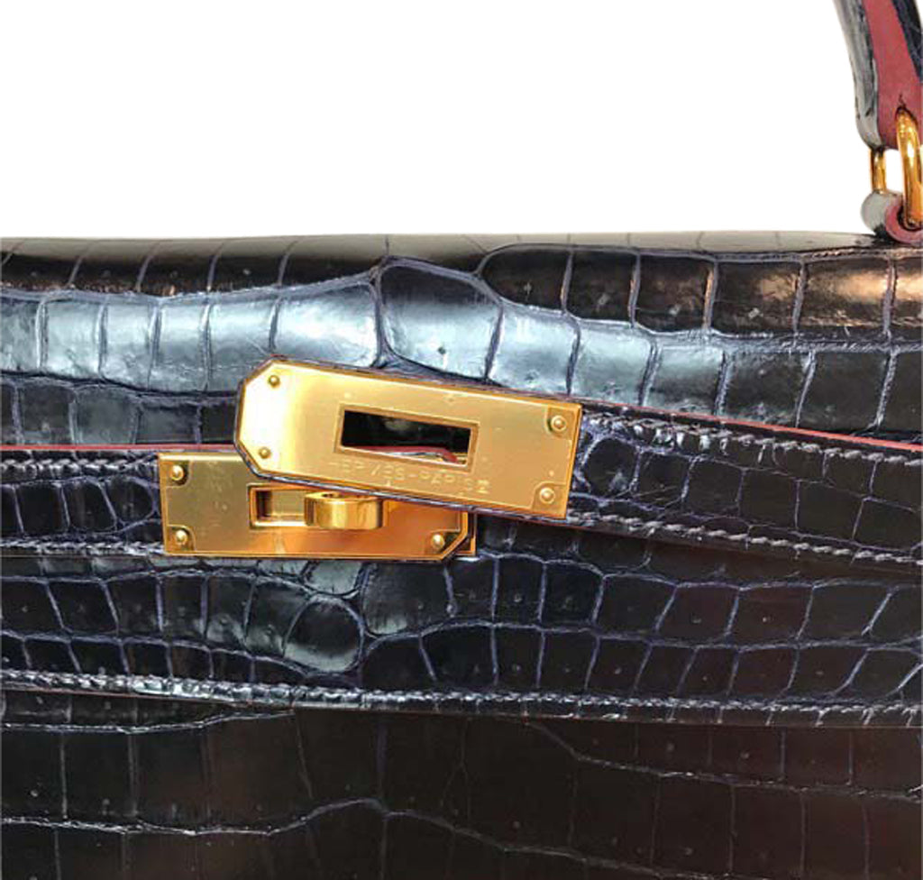 Hermès Kelly 32 Bleu Marine Crocodile