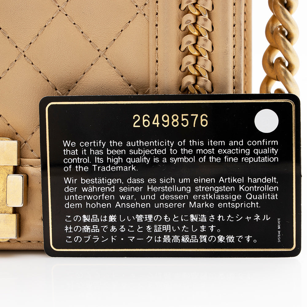 Chanel Lambskin Chain Top Handle Small Boy Bag