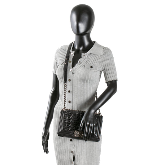 CHANEL 3D Pleated Medium Boy Bag - Black