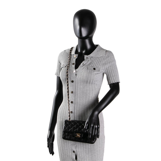 CHANEL Lambskin Quilted Rectangular Mini Flap Bag - Black