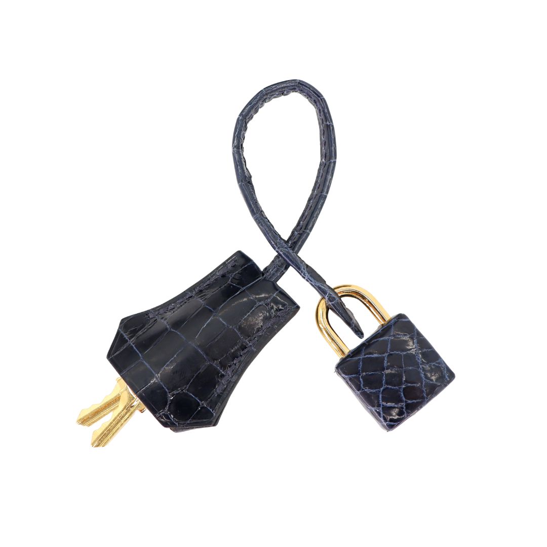 Hermès 25cm Birkin Bleu Baltique Shiny Niloticus Gold Hardware