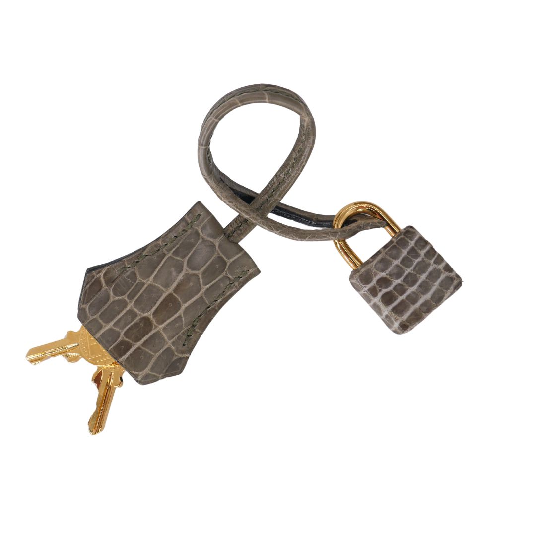 Hermès 25cm Birkin Gris Tourterelle Shiny Niloticus Crocodile Gold Hardware