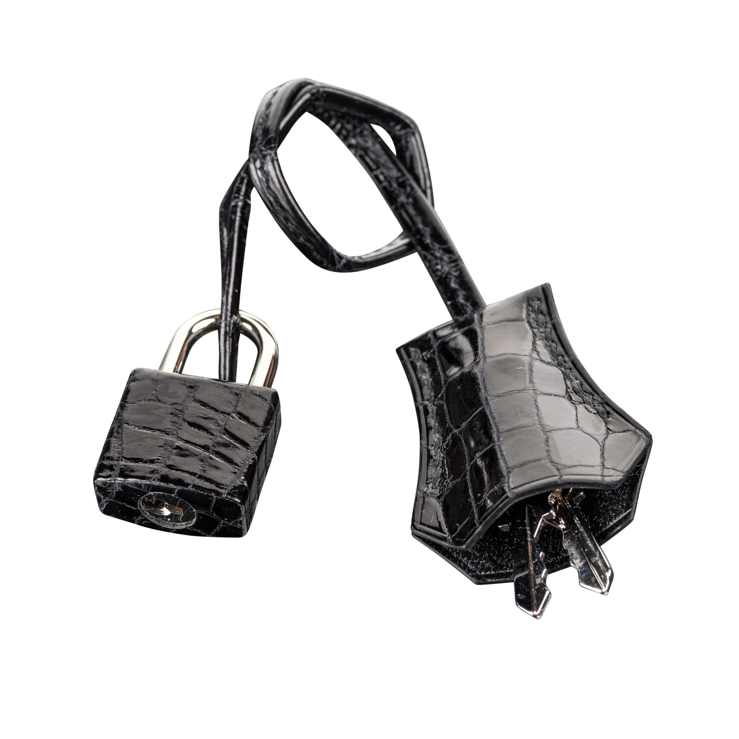 Hermès 32cm Kelly Black Shiny Niloticus Palladium Hardware