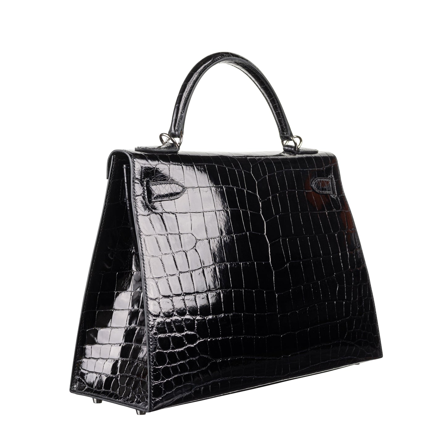 Hermès 32cm Kelly Sellier Black Shiny Nilo PHW