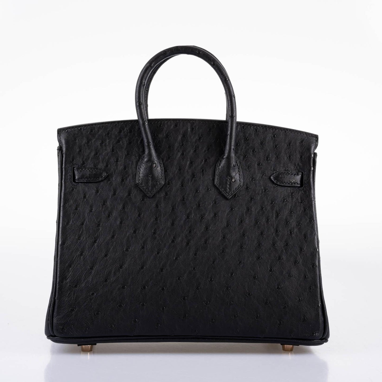 Hermes Birkin 25 Black Ostrich Rose Gold Hardware