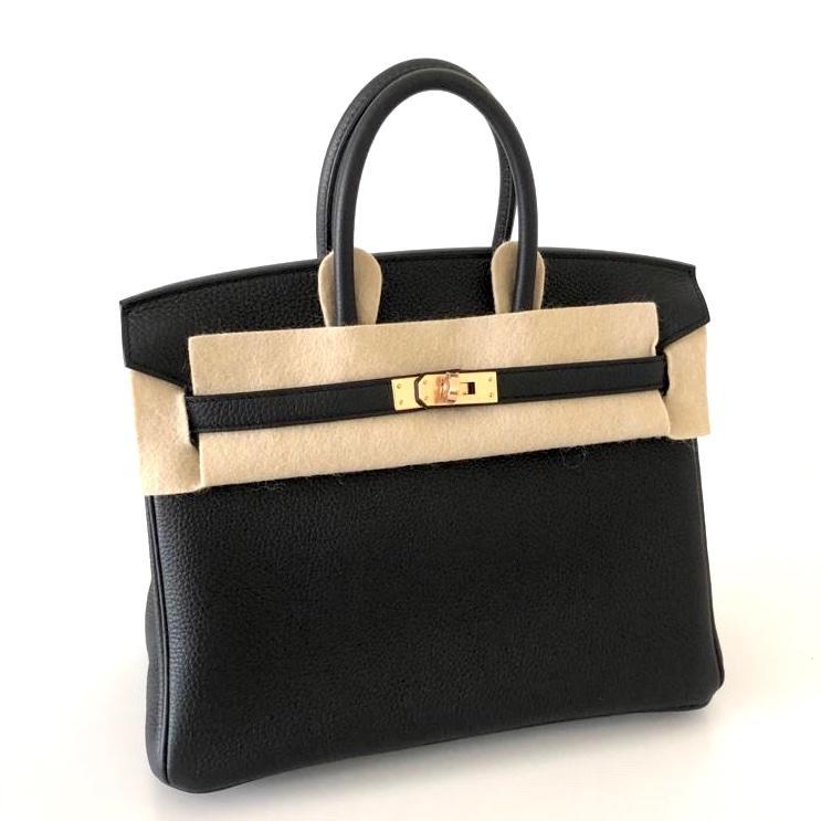 Hermes Birkin 25 Black Togo leather Rose Gold Hardware