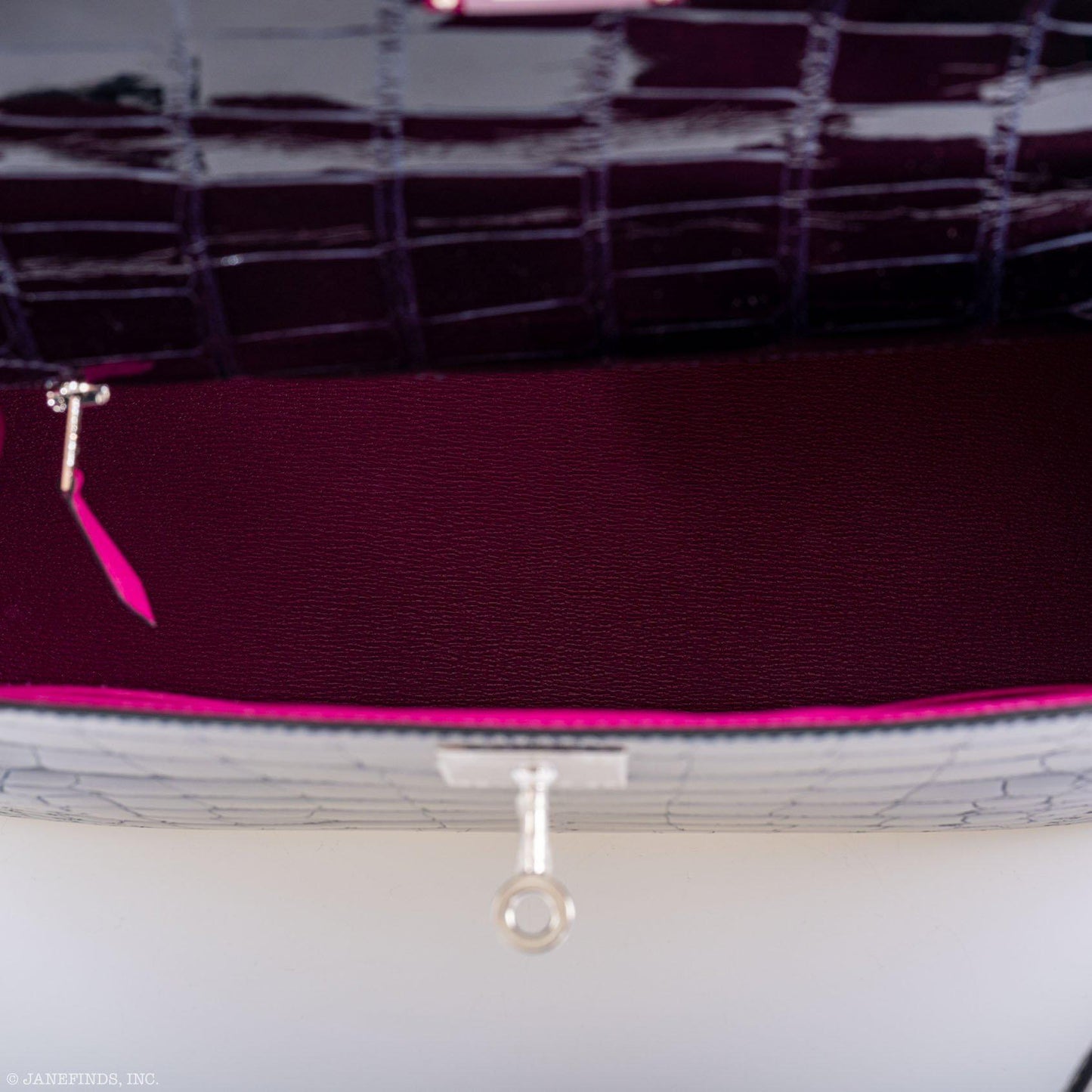 Hermes Kelly 28 Sellier Verso Blue Marine Nilo Crocodile & Rose Scheherazade Palladium Hardware - 2019, D