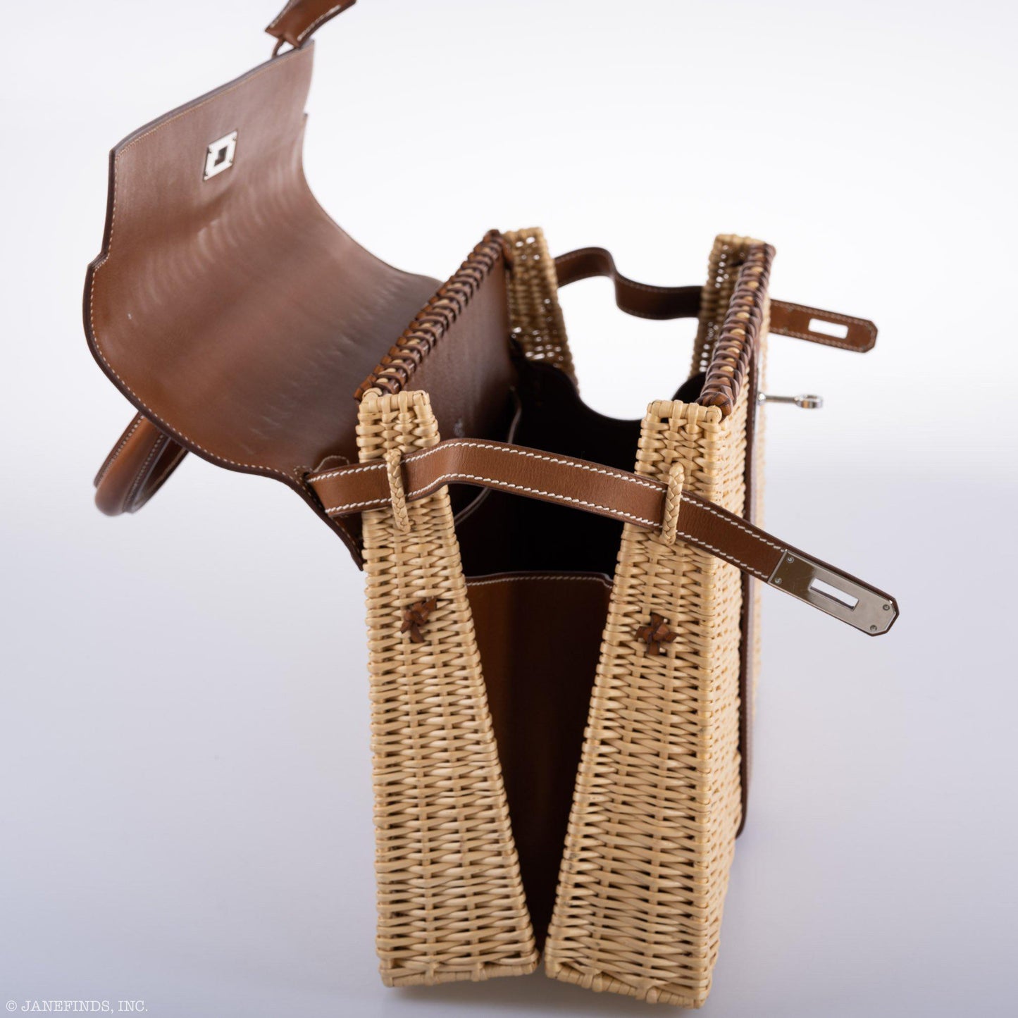 Hermes Kelly 35 Picnic, Wicker & Barenia leather Palladium Hardware - 2018, C