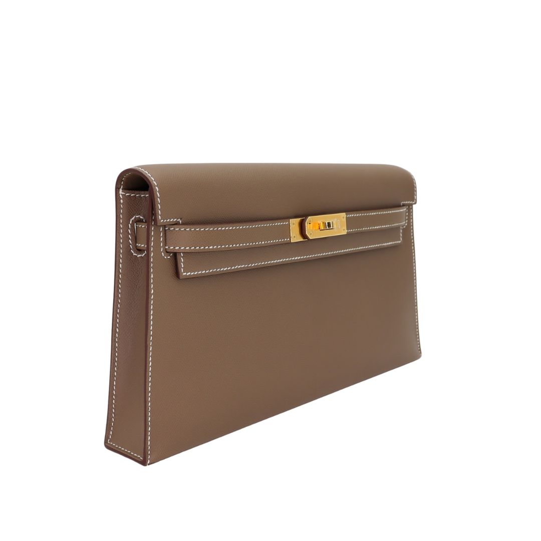 Hermès Kelly Elan Etoupe Epsom Leather Gold Hardware
