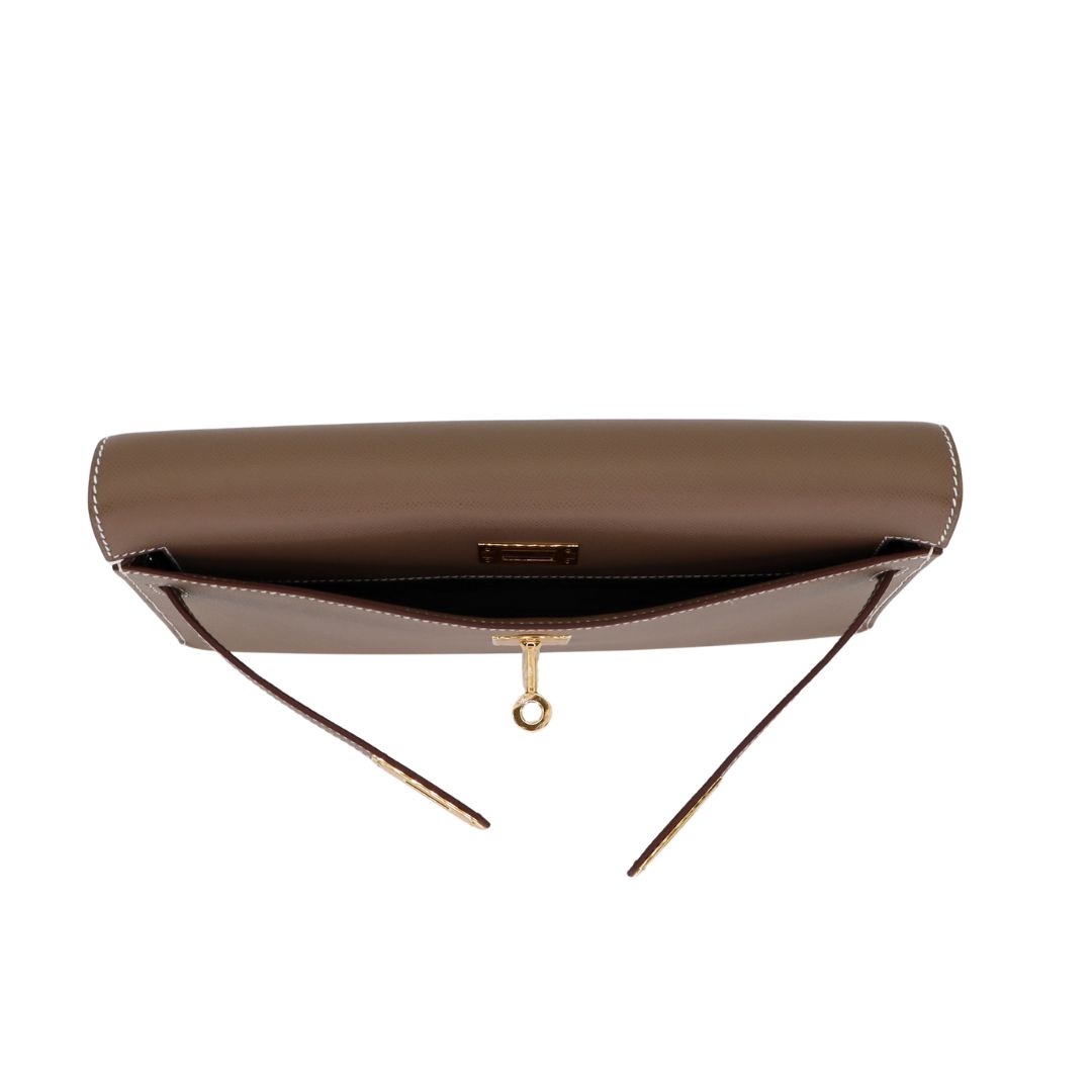Hermès Kelly Elan Etoupe Epsom Leather Gold Hardware