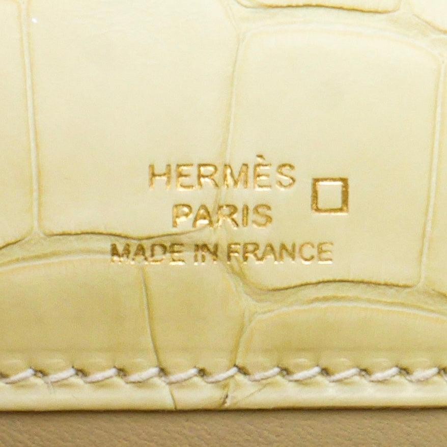 Hermès Kelly Pochette Vanille Matte Alligator Gold Hardware