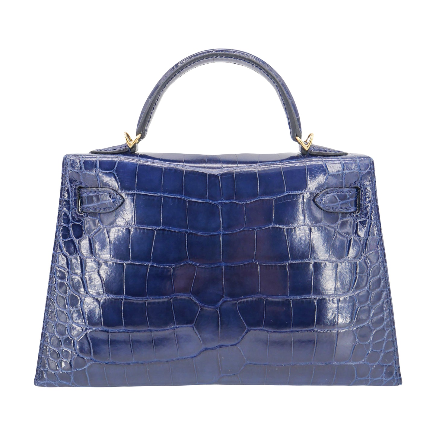 Hermès Kelly II Sellier Mini Bleu Saphir Shiny Alligator Gold Hardware