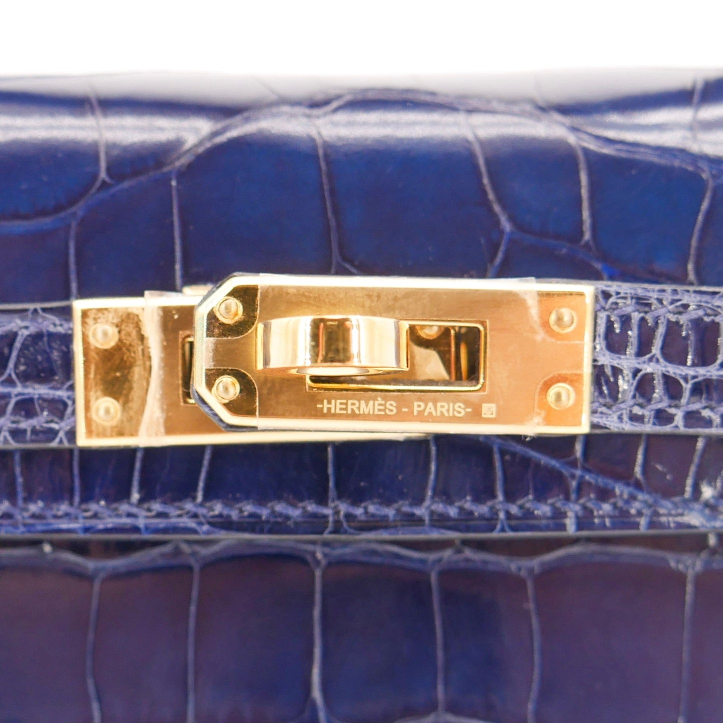 Hermès Kelly II Sellier Mini Bleu Saphir Shiny Alligator Gold Hardware