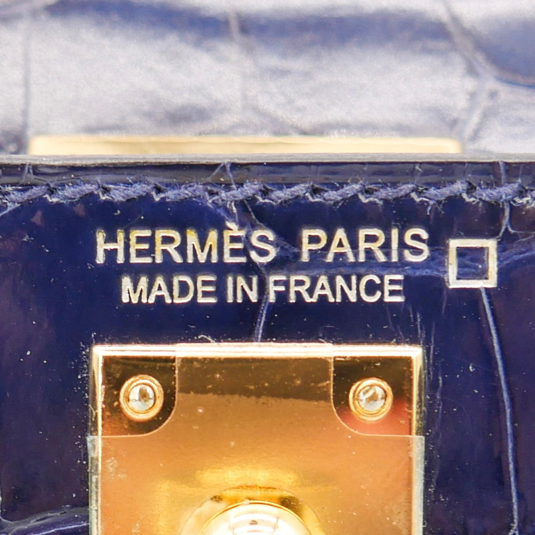 Hermès Kelly II Sellier Mini Bleu Saphir Shiny Alligator Gold Hardware