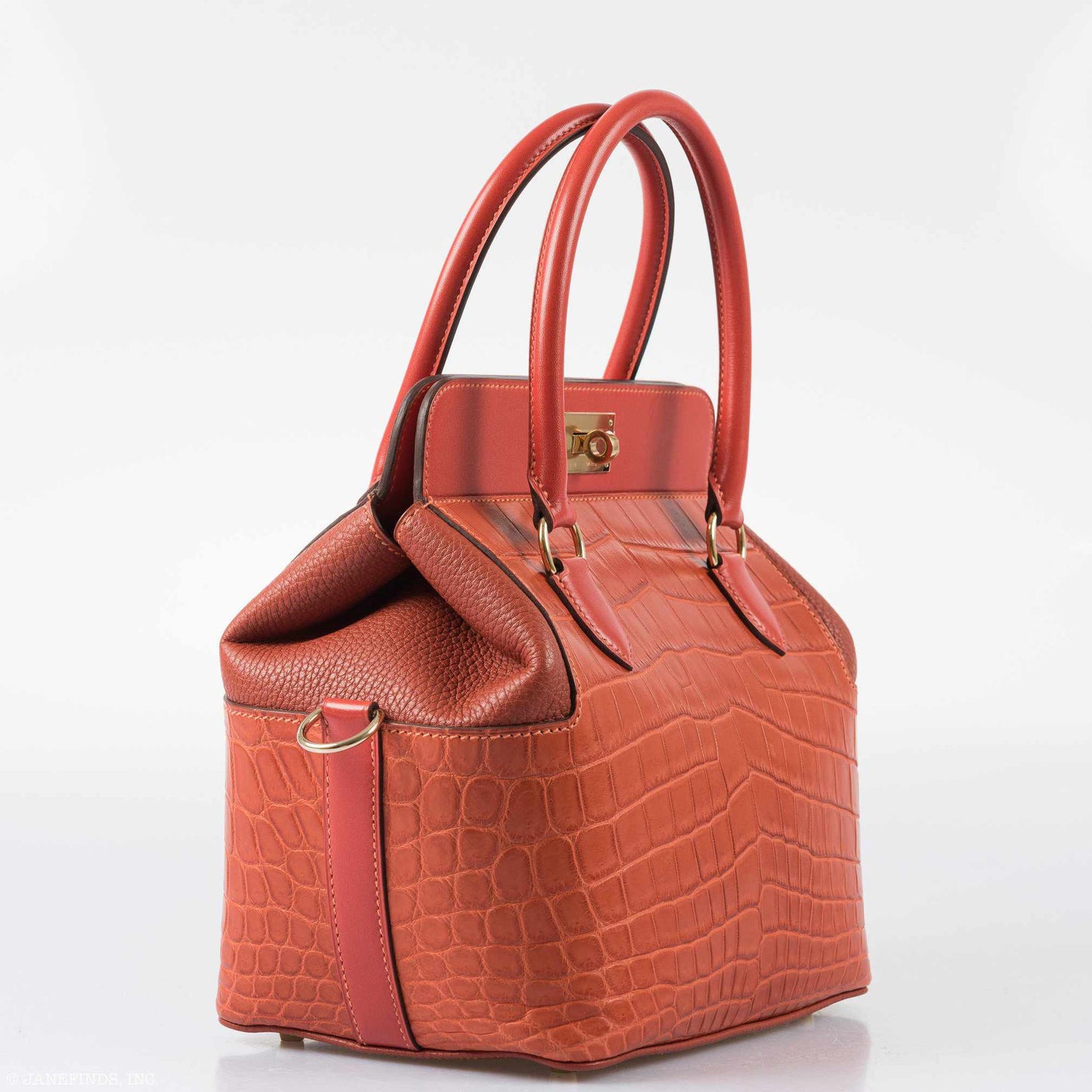Hermes Toolbox Puzzle 20 Matte Sanguine Niloticus Crocodile & Clemence Permabrass Hardware - Limited 2019, X