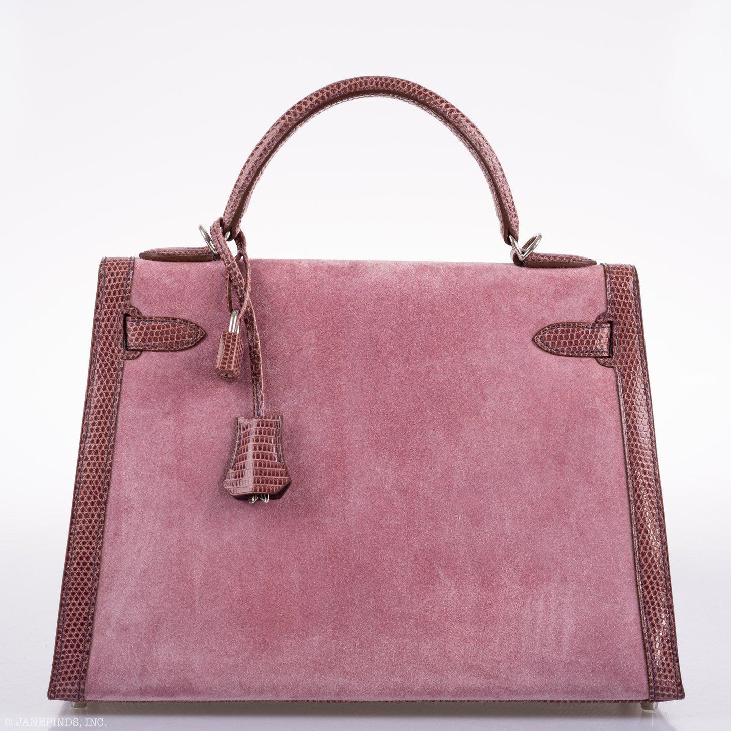Hermes Unique HSS Kelly 32 Sellier Rose Indienne Doblis Suede & Mauve Lizard with Palladium Hardware - 2012, N Square