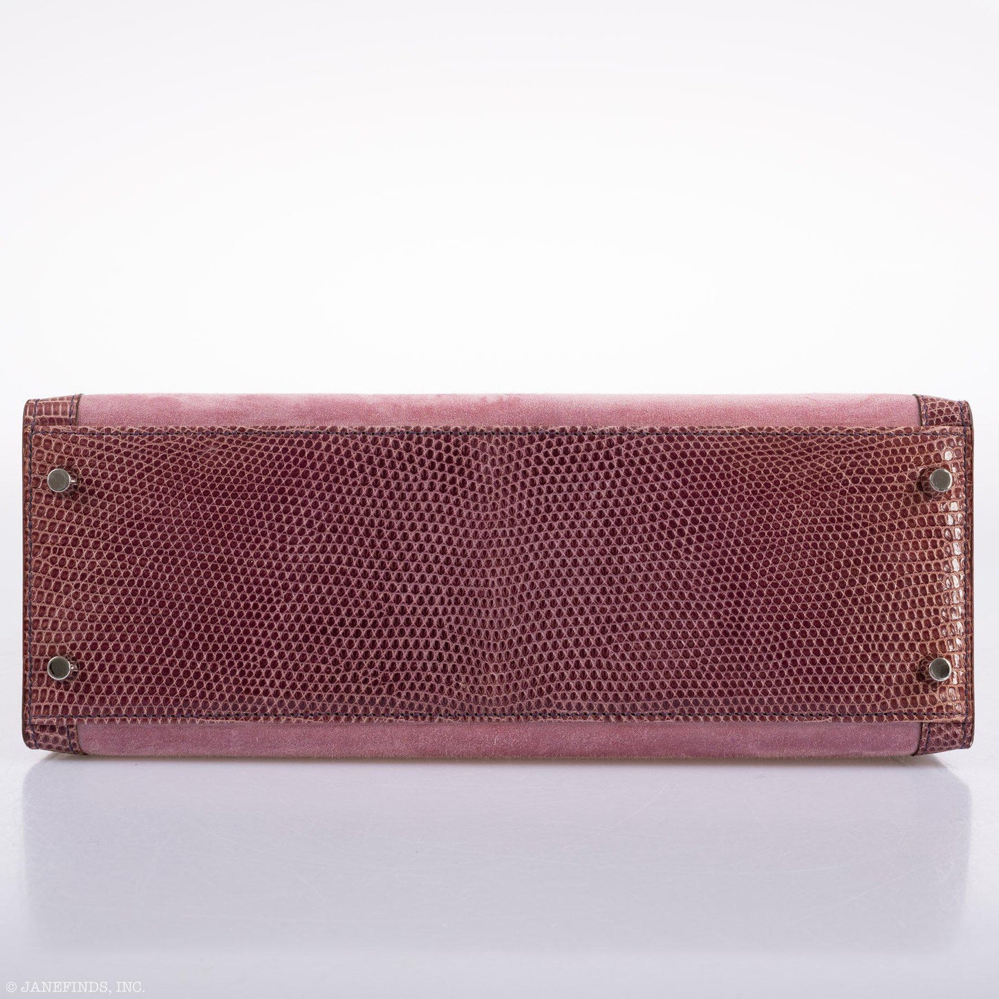 Hermes Unique HSS Kelly 32 Sellier Rose Indienne Doblis Suede & Mauve Lizard with Palladium Hardware - 2012, N Square
