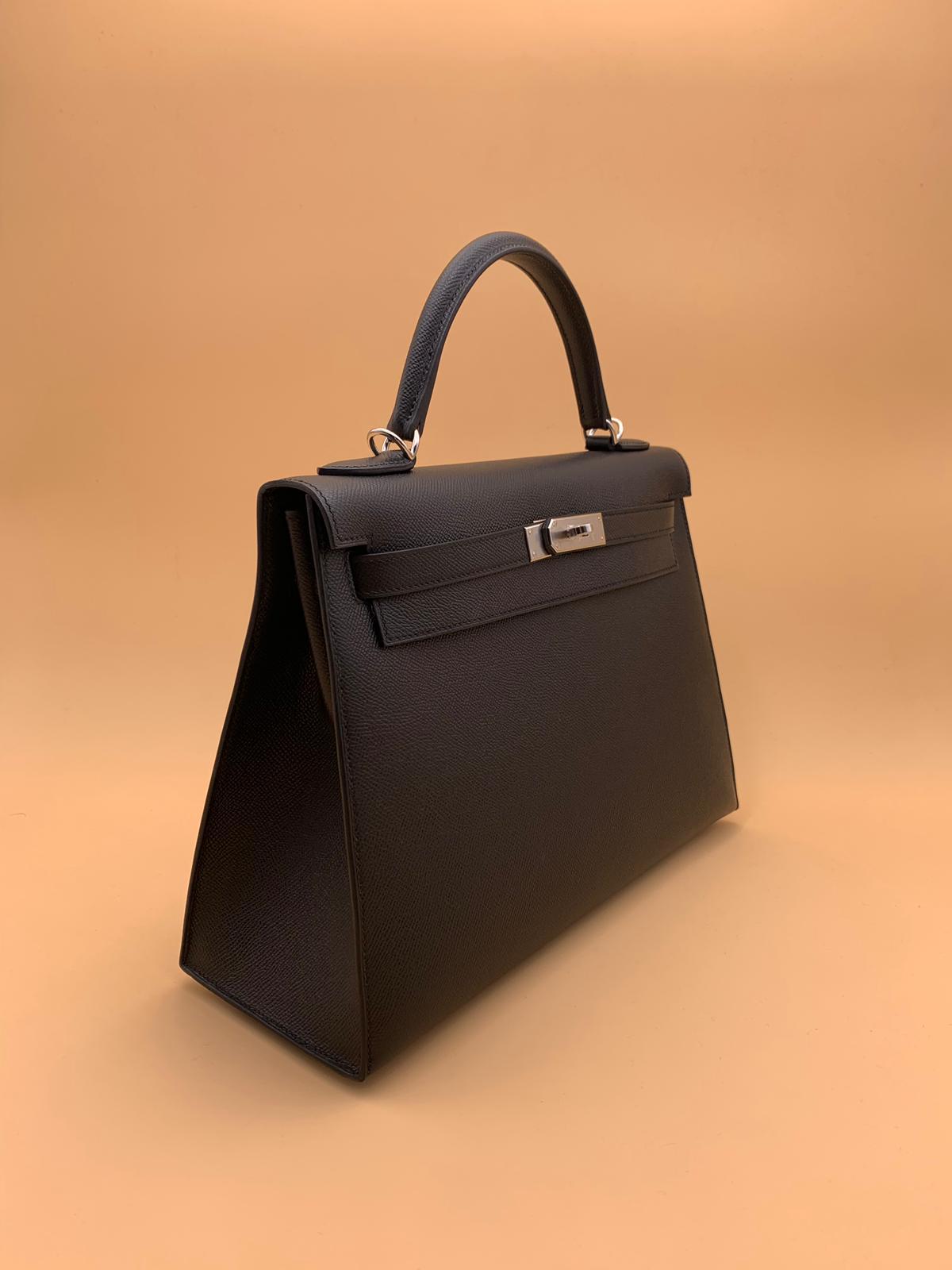 Hermes Black Epsom Kelly Sellier 32 Palladium Hardware