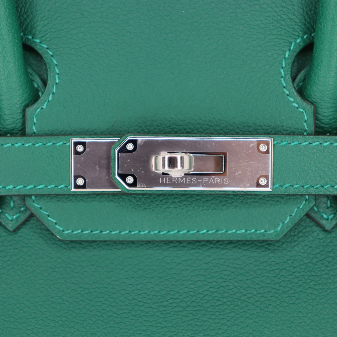 Hermès 29cm Birkin Shoulder Vert Moyen Evercolor Leather Palladium Hardware
