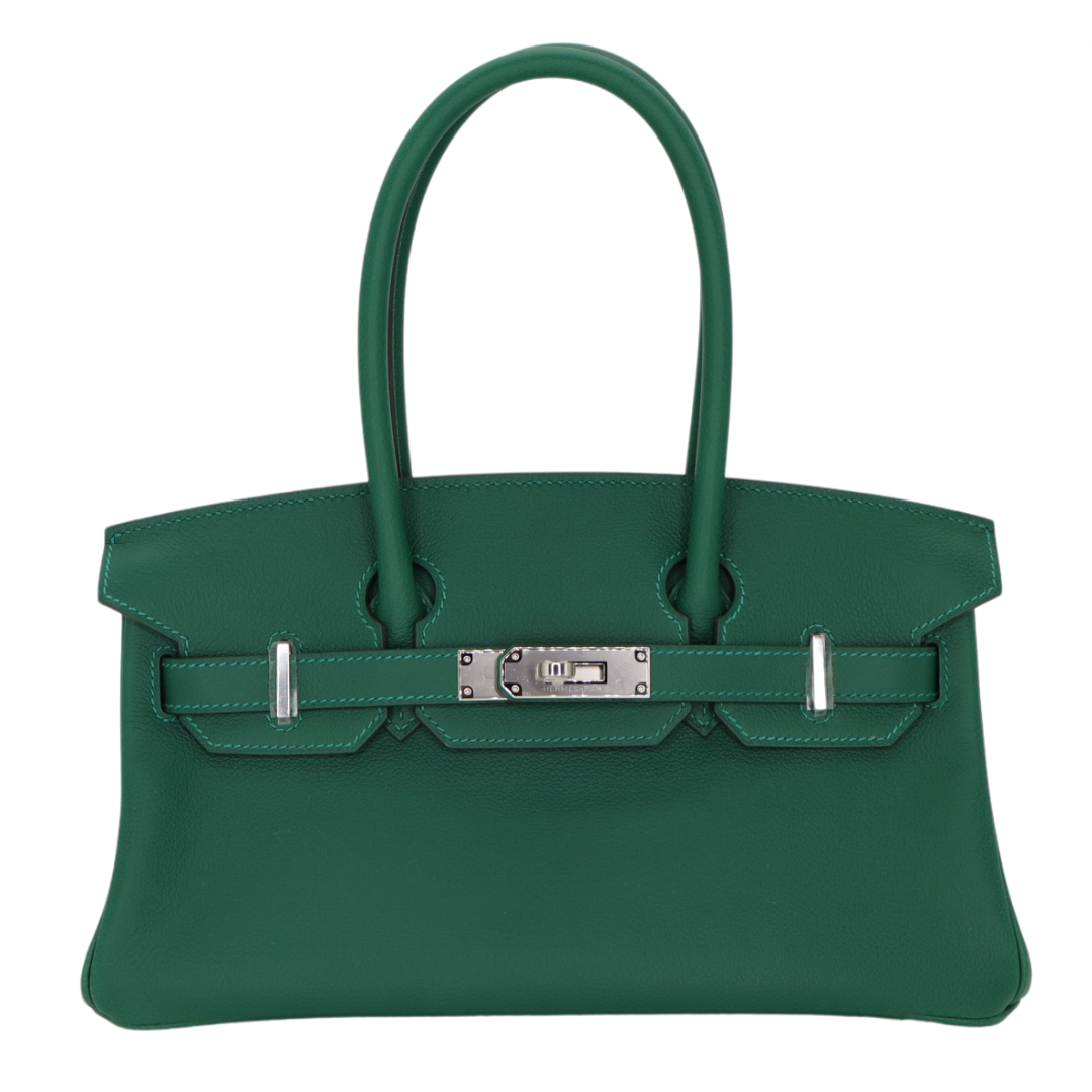 Hermès 29cm Birkin Shoulder Vert Moyen Evercolor Leather Palladium Hardware