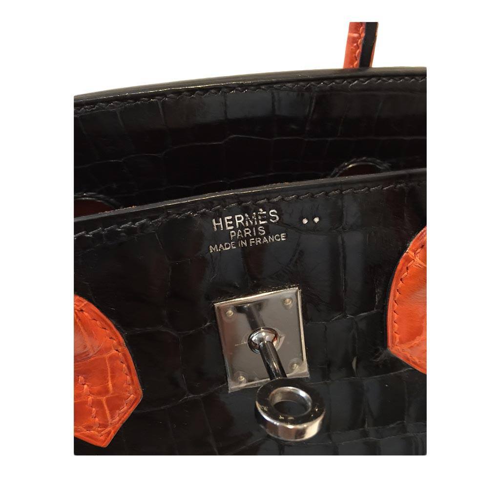 Hermès Bi-Color Birkin Crocodile Bag 25cm