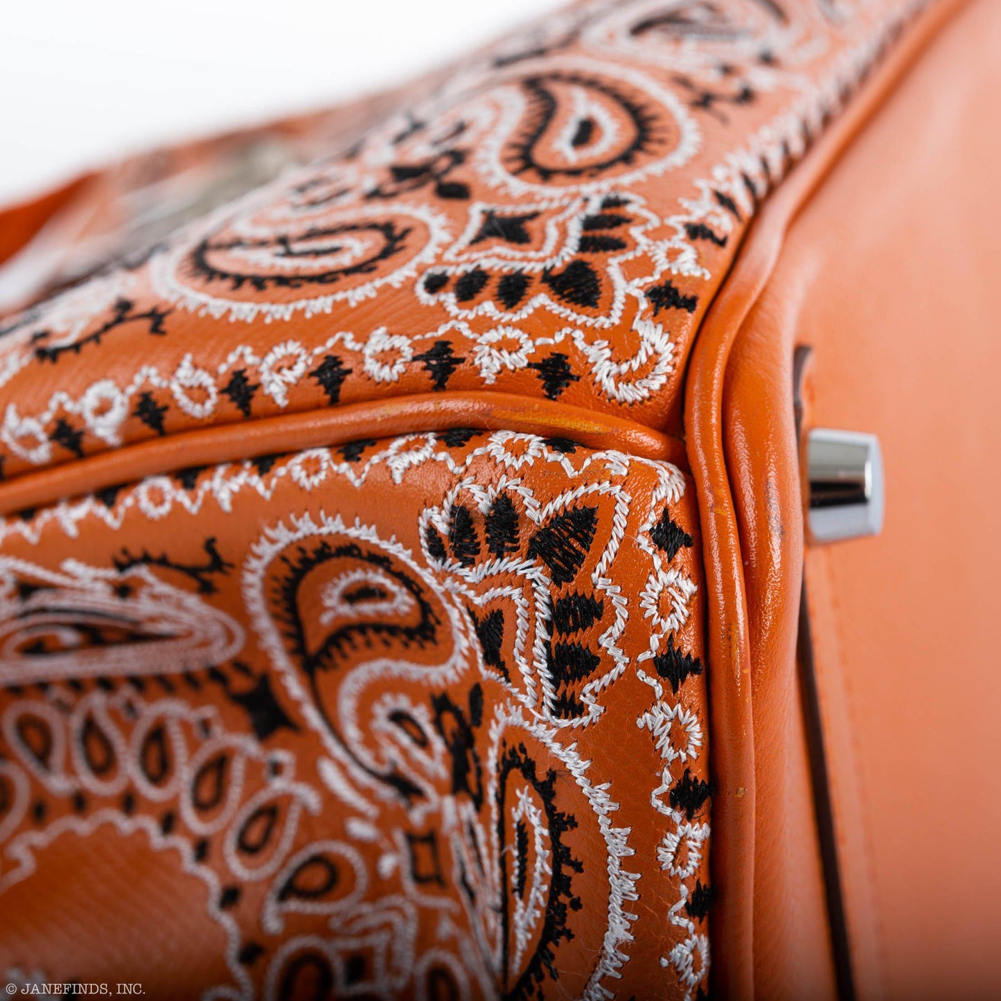 Jay Ahr Vintage 2013 Hermes Birkin 30 Orange Epsom Bandana Embroidery "Rio de Janeiro"